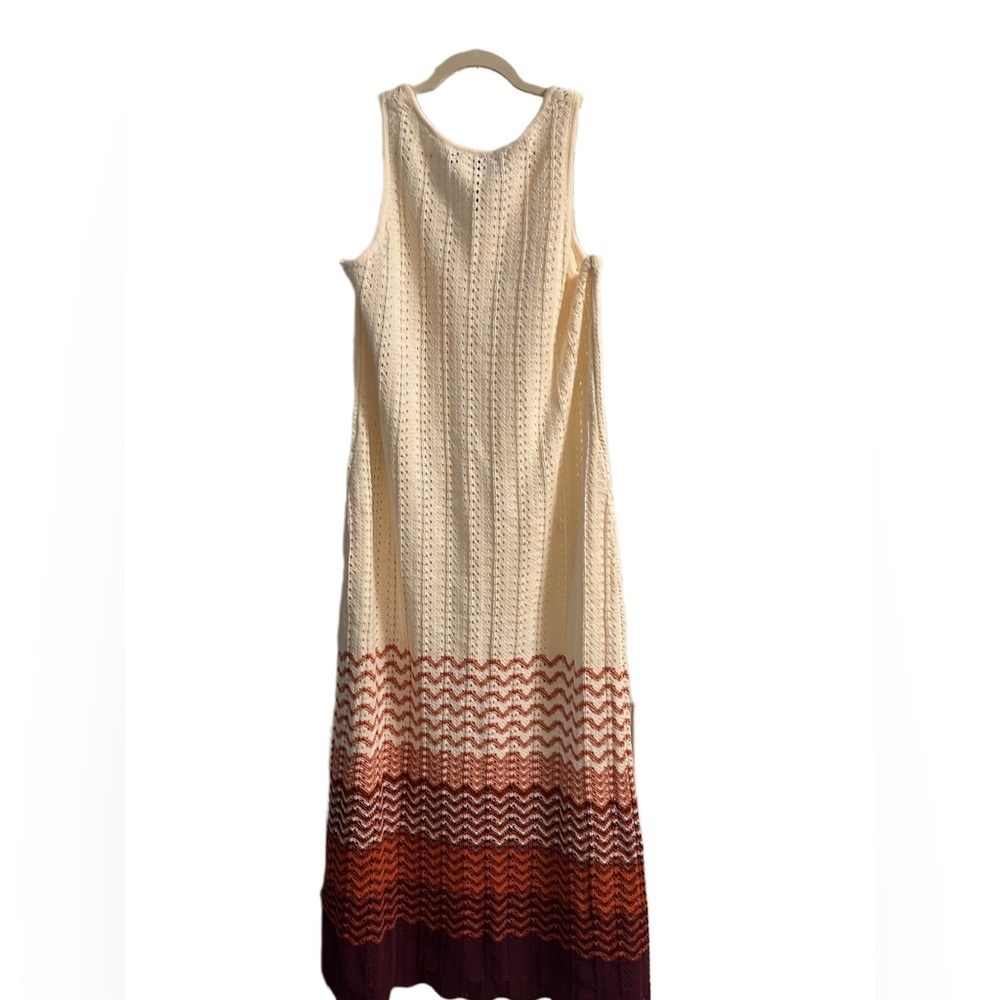 Lane Bryant Cream and Brown Maxi Dress Size: 14/16 - Picture 2 of 3